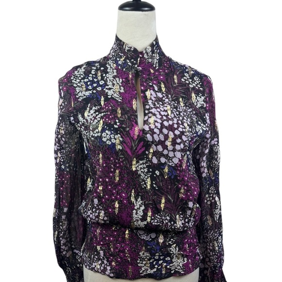 White House Black Market long sleeve top with gold accents size 4 - Picture 2 of 14